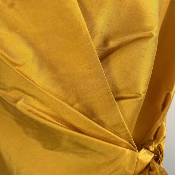 Coldwater Creek Womans Wrap Top Size M Petite Yellow Silk Sleeveless Tie Detail - Picture 9 of 12